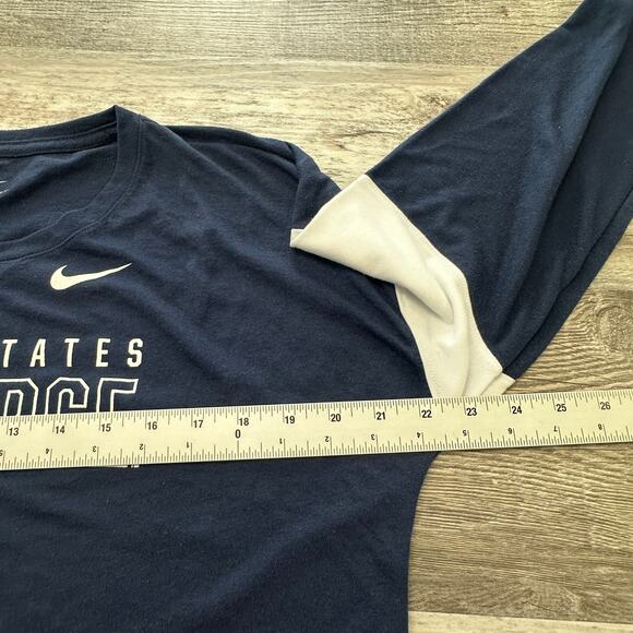 Nike Breathe LS Dri Fit USAF Air Force Blue Womens L Swoosh Performance T-Shirt - Picture 7 of 9